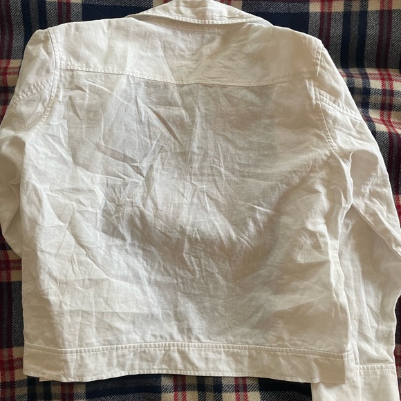 🧿White Collard Denim Style Top - Picture 6 of 7